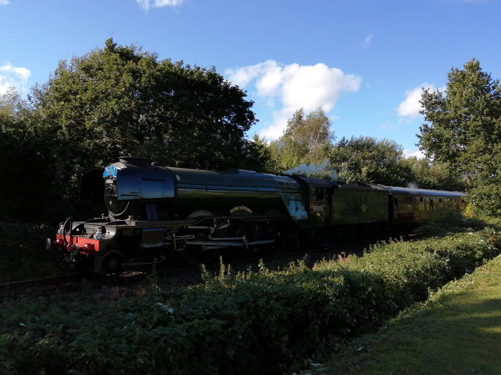 Mid Norfolk steam railway line running adjacent to the park